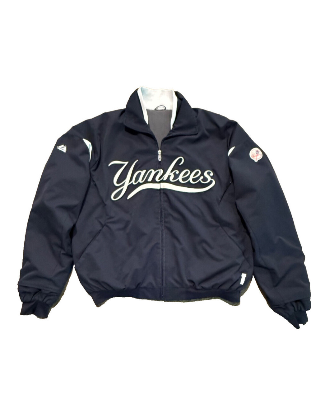 New York Yankees Majestic Dugout Bomber Jacket Logo Applique Fleece Lined XL